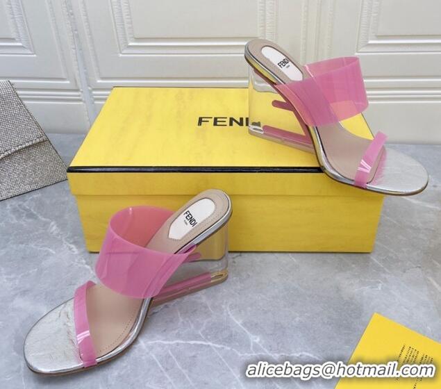 Low Price Fendi First TPU High-heeled Sandals 9.5cm Heel Pink 0420077