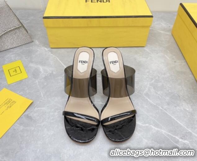 Luxury Fendi First TPU High-heeled Sandals 9.5cm Heel Black 0420078