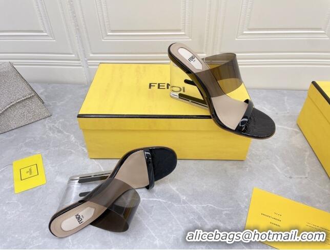 Luxury Fendi First TPU High-heeled Sandals 9.5cm Heel Black 0420078