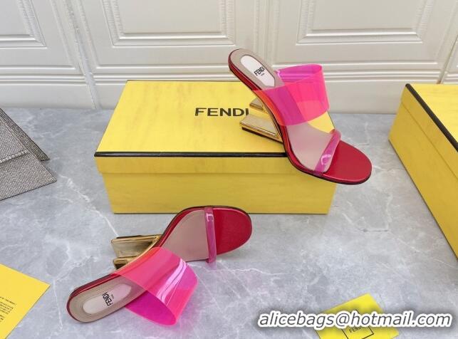 Stylish Fendi First TPU High-heeled Sandals 9.5cm Heel Hot Pink 0420079 