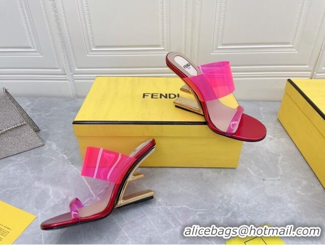 Stylish Fendi First TPU High-heeled Sandals 9.5cm Heel Hot Pink 0420079 