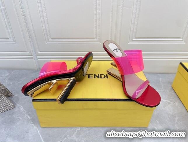 Stylish Fendi First TPU High-heeled Sandals 9.5cm Heel Hot Pink 0420079 