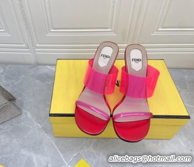 Stylish Fendi First TPU High-heeled Sandals 9.5cm Heel Hot Pink 0420079 