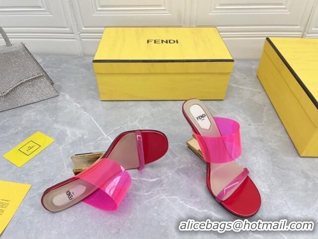 Stylish Fendi First TPU High-heeled Sandals 9.5cm Heel Hot Pink 0420079 