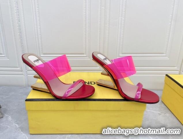 Stylish Fendi First TPU High-heeled Sandals 9.5cm Heel Hot Pink 0420079 