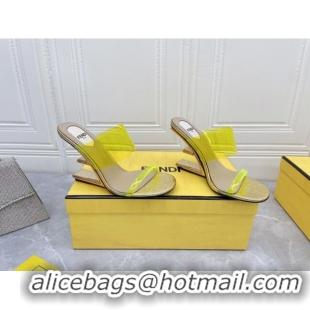 Sumptuous Fendi First TPU High-heeled Sandals 9.5cm Heel Yellow 0420080