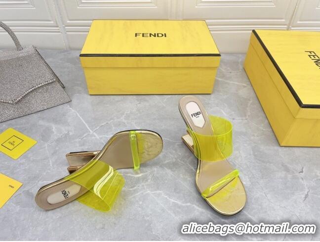 Sumptuous Fendi First TPU High-heeled Sandals 9.5cm Heel Yellow 0420080