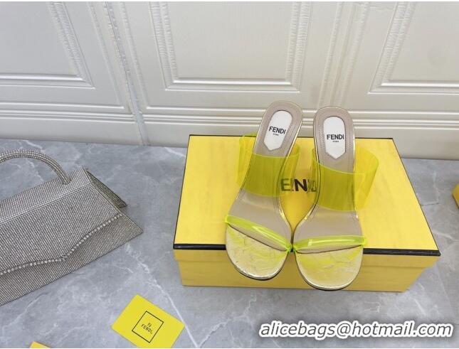 Sumptuous Fendi First TPU High-heeled Sandals 9.5cm Heel Yellow 0420080