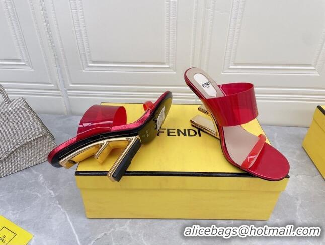 Duplicate Fendi First TPU High-heeled Sandals 9.5cm Heel Red 0420083