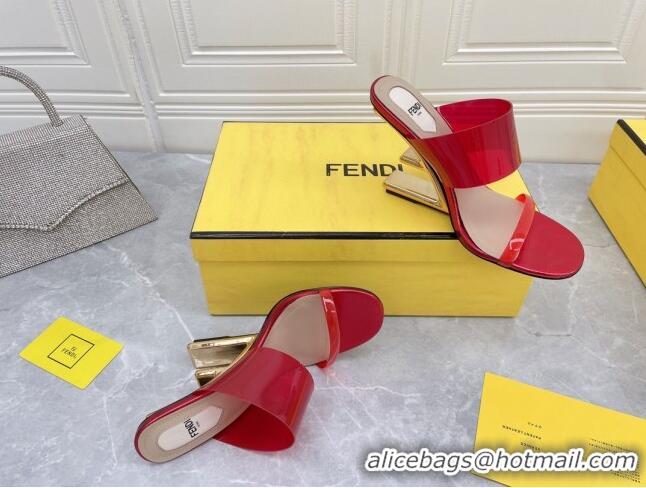 Duplicate Fendi First TPU High-heeled Sandals 9.5cm Heel Red 0420083