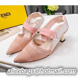 Purchase Fendi Colibri Embroidered Slingback Pumps 5.5cm Pink 042276