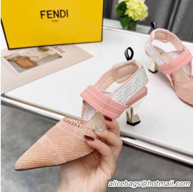 Purchase Fendi Colibri Embroidered Slingback Pumps 5.5cm Pink 042276