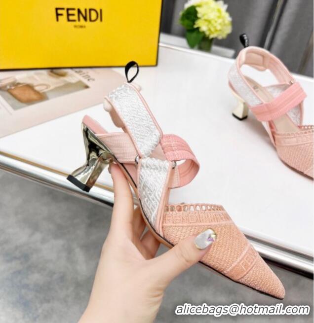 Purchase Fendi Colibri Embroidered Slingback Pumps 5.5cm Pink 042276