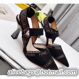 Lowest Price Fendi Colibri Embroidered Slingback Pumps 8.5cm Black 042280