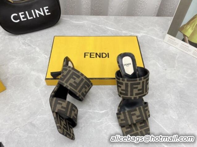 Good Quality Fendi FF Fabric Medium Heel Slide Sandals 6cm 050709