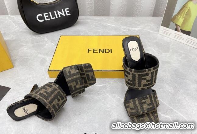 Purchase Fendi FF Fabric High Heel Slide Sandals 10cm 050710