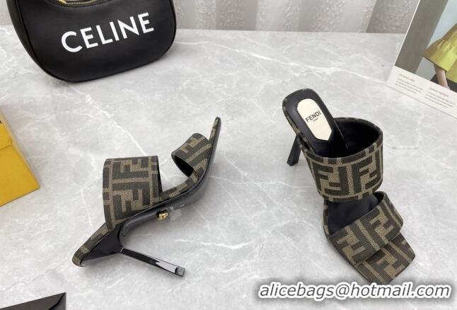 Purchase Fendi FF Fabric High Heel Slide Sandals 10cm 050710