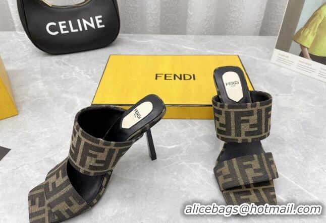 Purchase Fendi FF Fabric High Heel Slide Sandals 10cm 050710