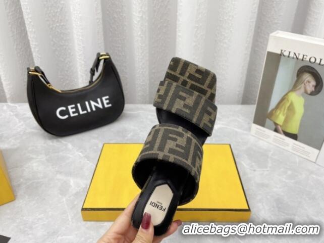 Purchase Fendi FF Fabric High Heel Slide Sandals 10cm 050710