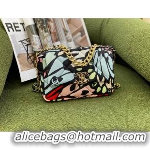 Stylish Chanel 19 Printed Canvas Flap Bag AS1160 Multicolor 2022