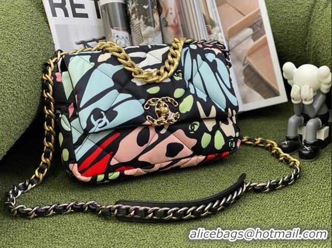 Stylish Chanel 19 Printed Canvas Flap Bag AS1160 Multicolor 2022