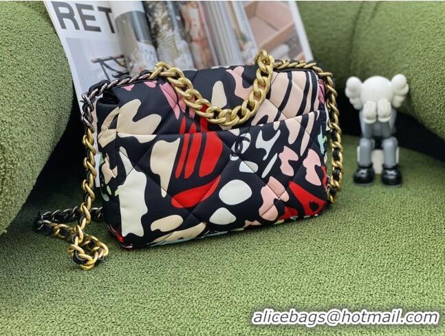 Stylish Chanel 19 Printed Canvas Flap Bag AS1160 Multicolor 2022