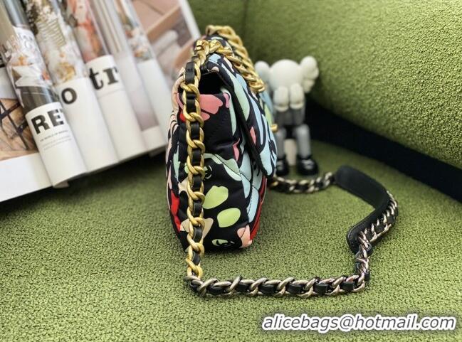 Stylish Chanel 19 Printed Canvas Flap Bag AS1160 Multicolor 2022