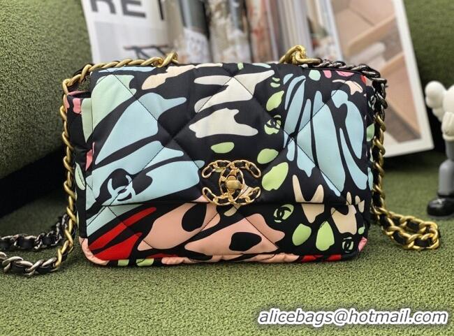 Stylish Chanel 19 Printed Canvas Flap Bag AS1160 Multicolor 2022