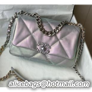 Discount Chanel 19 Iridescent Lambskin Small Flap Bag AS1160 Light Blue/Purple 2022