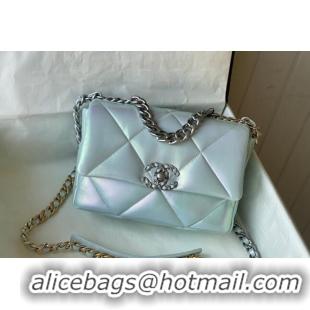 Grade Quality Chanel 19 Iridescent Lambskin Small Flap Bag AS1160 Light Blue 2022