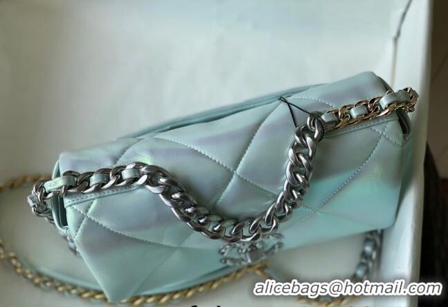 Grade Quality Chanel 19 Iridescent Lambskin Small Flap Bag AS1160 Light Blue 2022