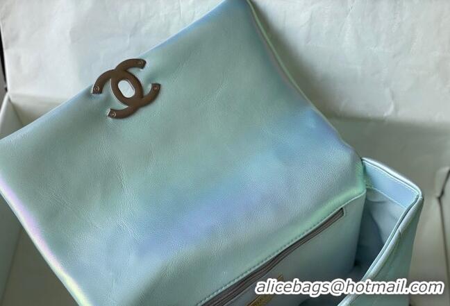 Grade Quality Chanel 19 Iridescent Lambskin Small Flap Bag AS1160 Light Blue 2022