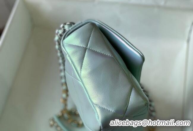 Grade Quality Chanel 19 Iridescent Lambskin Small Flap Bag AS1160 Light Blue 2022