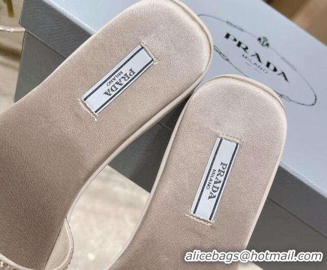 Best Price Prada Crystal Flat Slide Sandals Grey 0425108