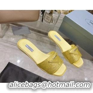 Classic Specials Prada Crystal Flat Slide Sandals Yellow 2022 0425109