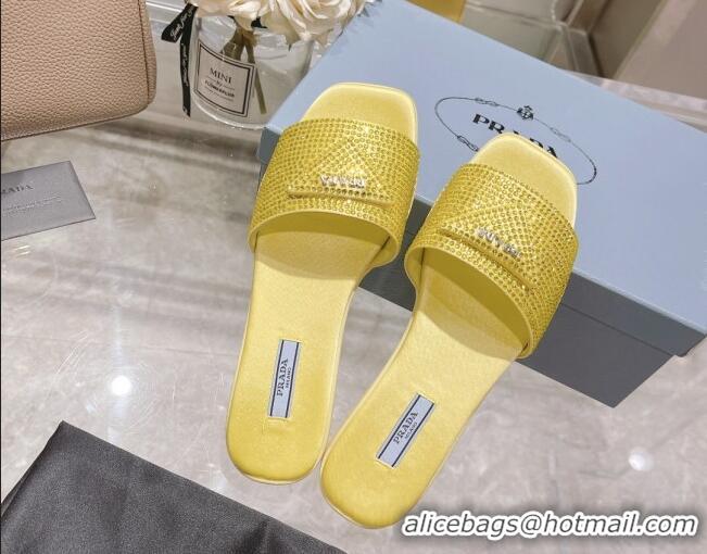 Classic Specials Prada Crystal Flat Slide Sandals Yellow 2022 0425109