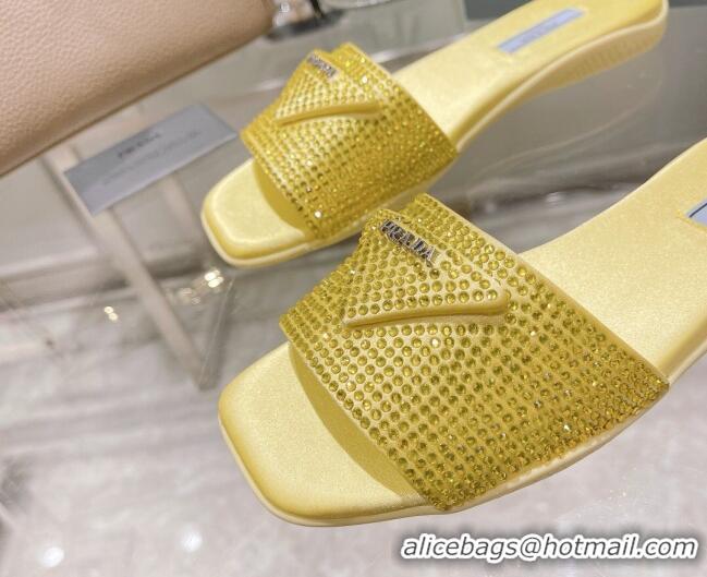 Classic Specials Prada Crystal Flat Slide Sandals Yellow 2022 0425109