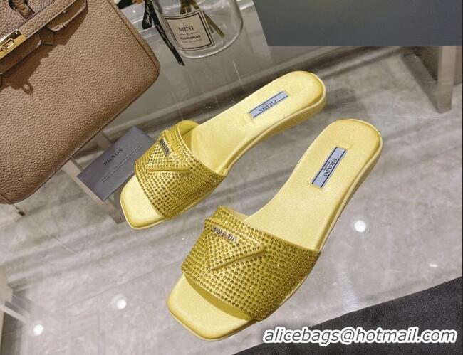 Classic Specials Prada Crystal Flat Slide Sandals Yellow 2022 0425109