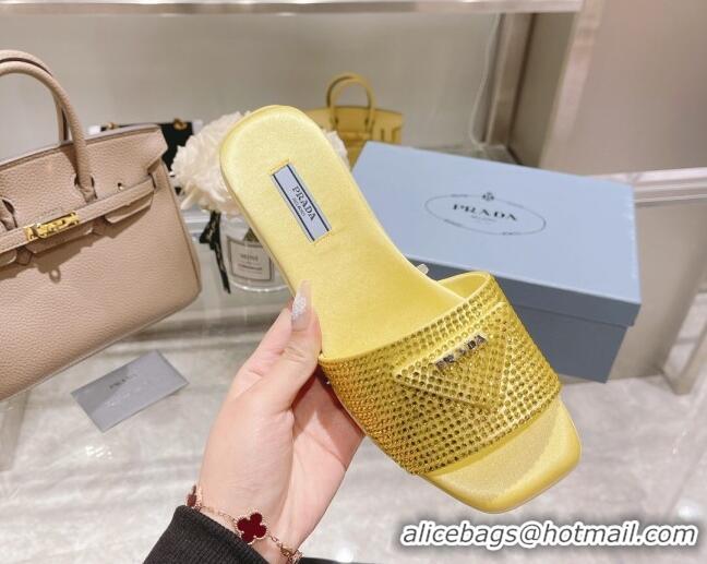 Classic Specials Prada Crystal Flat Slide Sandals Yellow 2022 0425109