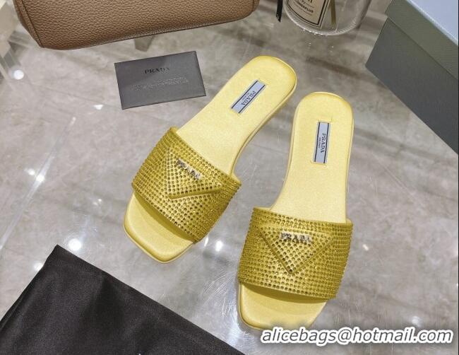 Classic Specials Prada Crystal Flat Slide Sandals Yellow 2022 0425109