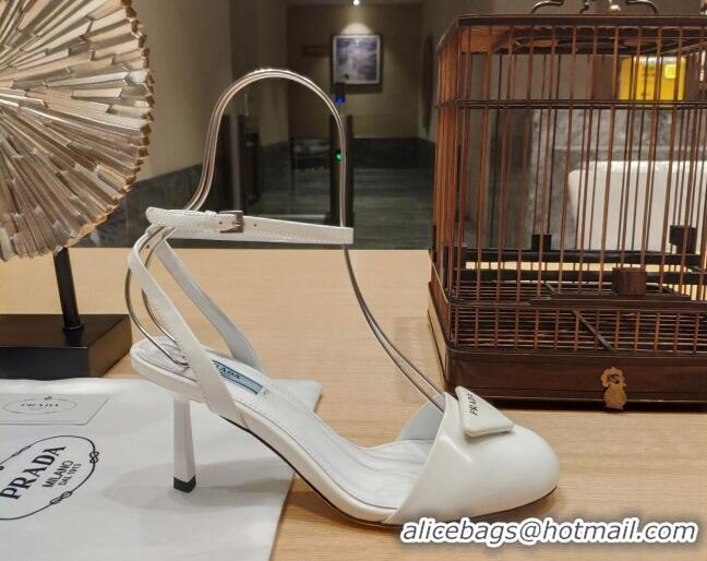 Modern Prada Brush Leather Pumps 8.5cm White 0425114