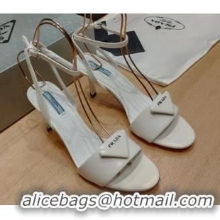 Luxury Prada Brushed Leather Sandals 8.5cm White 0425118