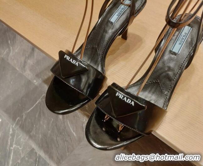 Pretty Style Prada Brushed Leather Sandals 8.5cm Black 0425119