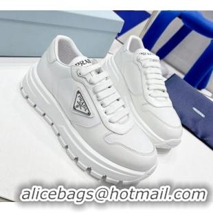 Perfect Prada Brushed Leather Sneakers White 0425120