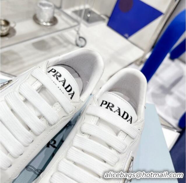 Perfect Prada Brushed Leather Sneakers White 0425120