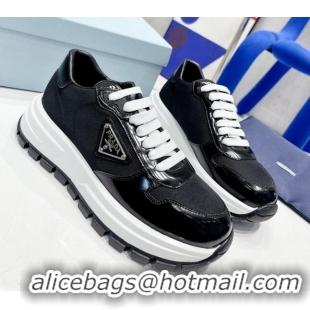 Good Quality Prada Brushed Leather Sneakers Black 0425121