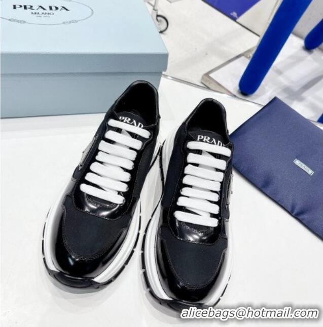 Good Quality Prada Brushed Leather Sneakers Black 0425121