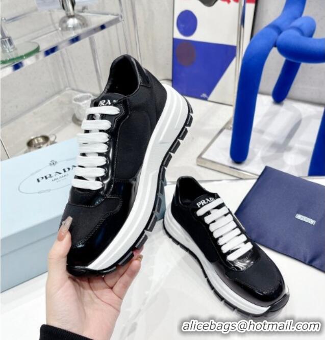 Good Quality Prada Brushed Leather Sneakers Black 0425121