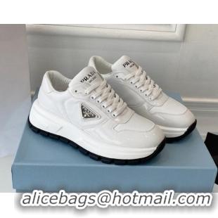 Unique Style Prada Brushed Leather Sneakers White 0425122