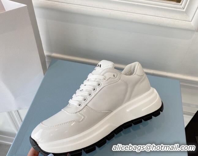 Unique Style Prada Brushed Leather Sneakers White 0425122